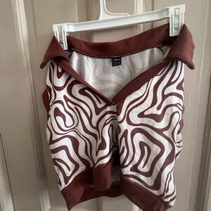 SHEIN Red and White Bubble Crop Top Night Out